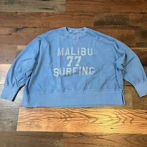 American Eagle Outfitters Acid wash Blue Crew Neck Sweater